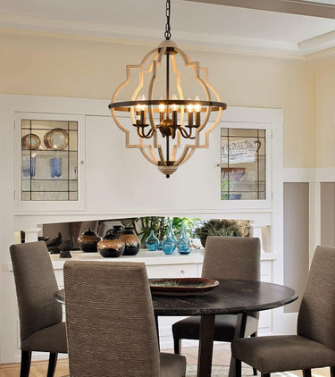 Rustic Antique Orb Chandelier - Vintage 6-Lights Oak White